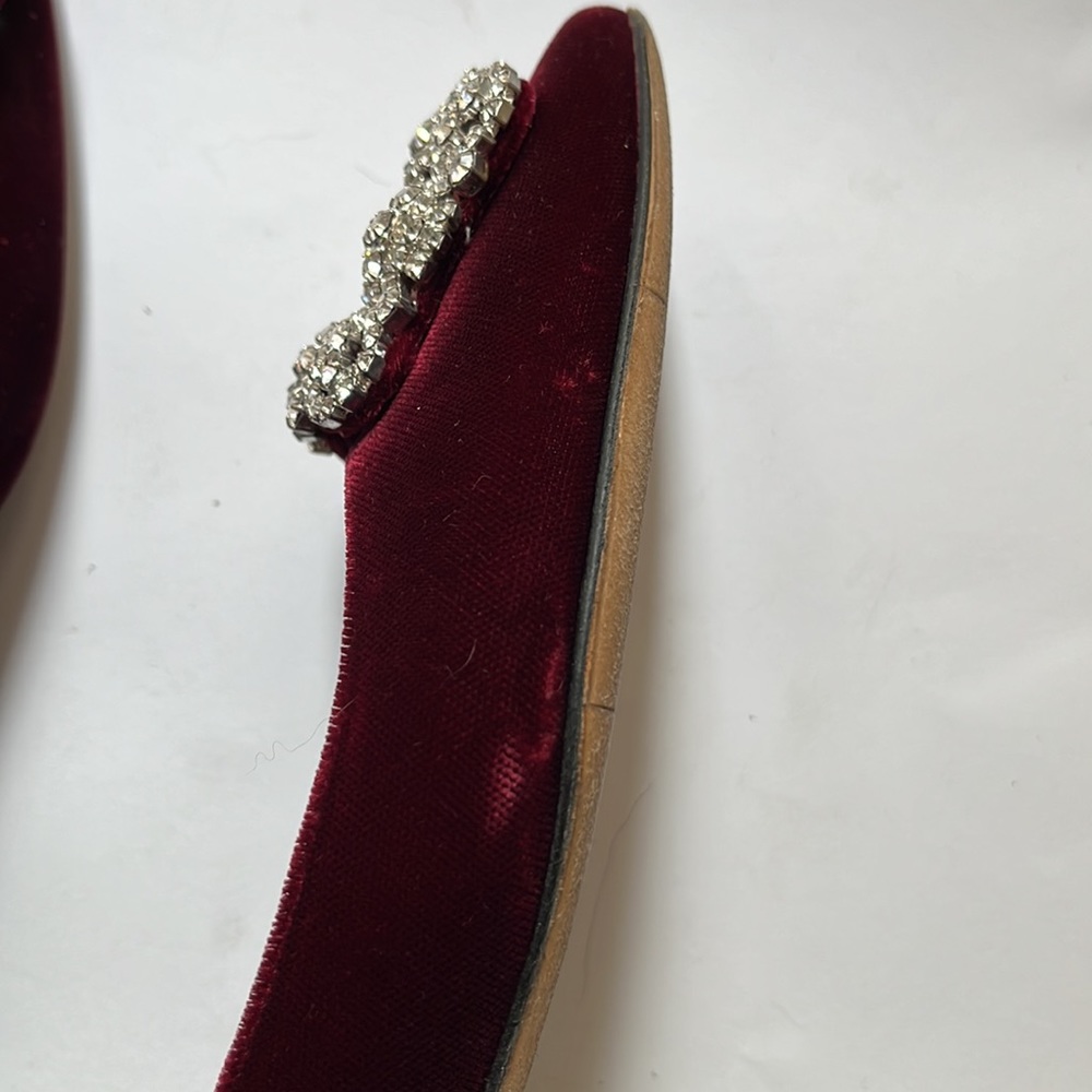 Authentic Manolo Blahnik Hangisi Velvet Flats Size 37 - Picture 7 of 9